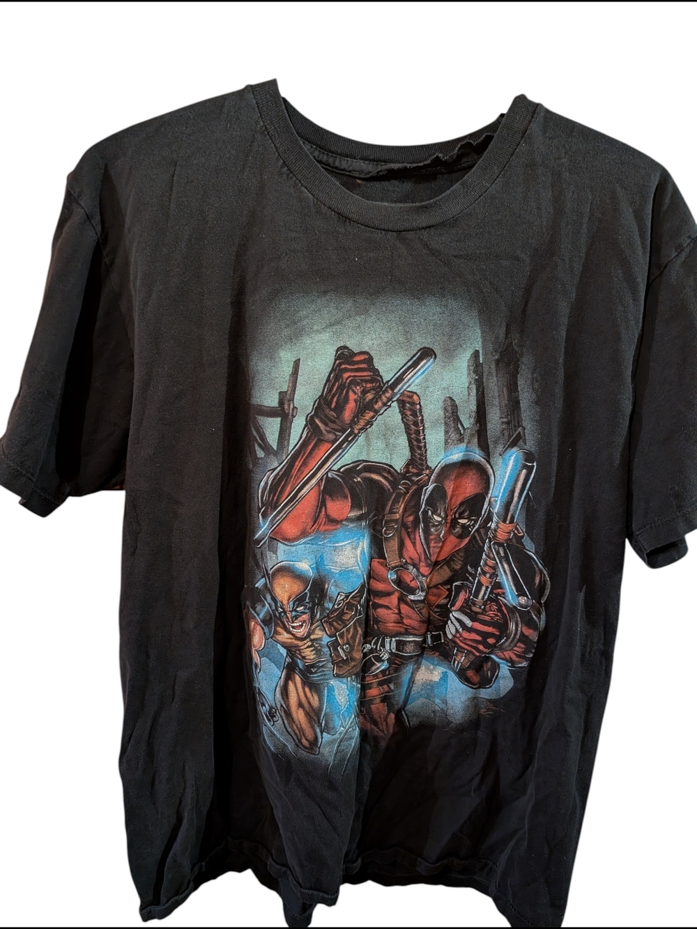 Marvel Black Short-Sleeve Deadpool & Wolverine Graphic Tee